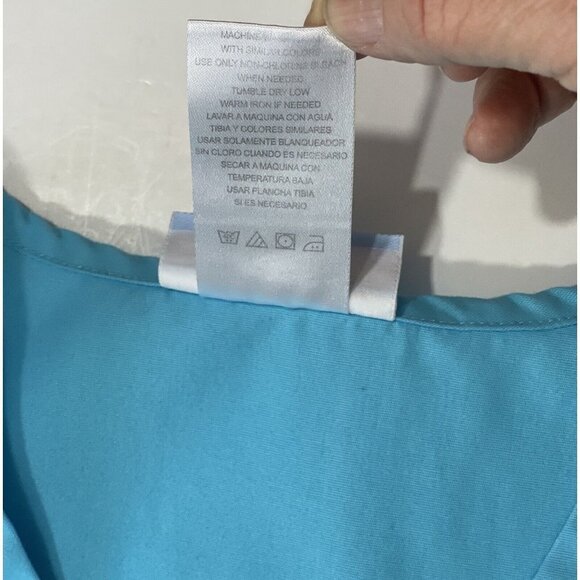SB Scrubs Women's Mock Crossover Top Small‎ Turquoise Pockets Medical Uniforms - Picture 8 of 13